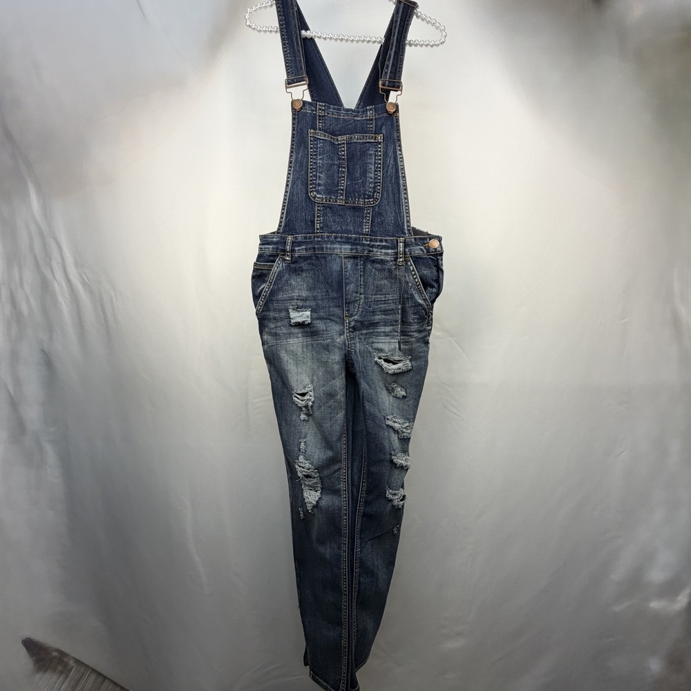 Dollhouse Denim Overalls Juniors Size 30/11 Skinny Leg Stretch Distressed NWT